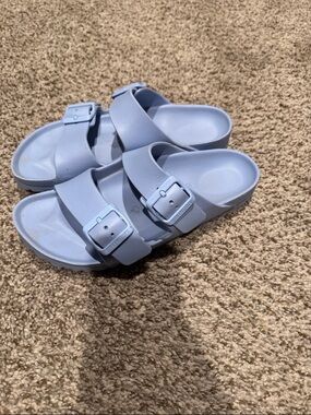 Birkenstock Light Blue Two-Strap EVA Slide Sandals